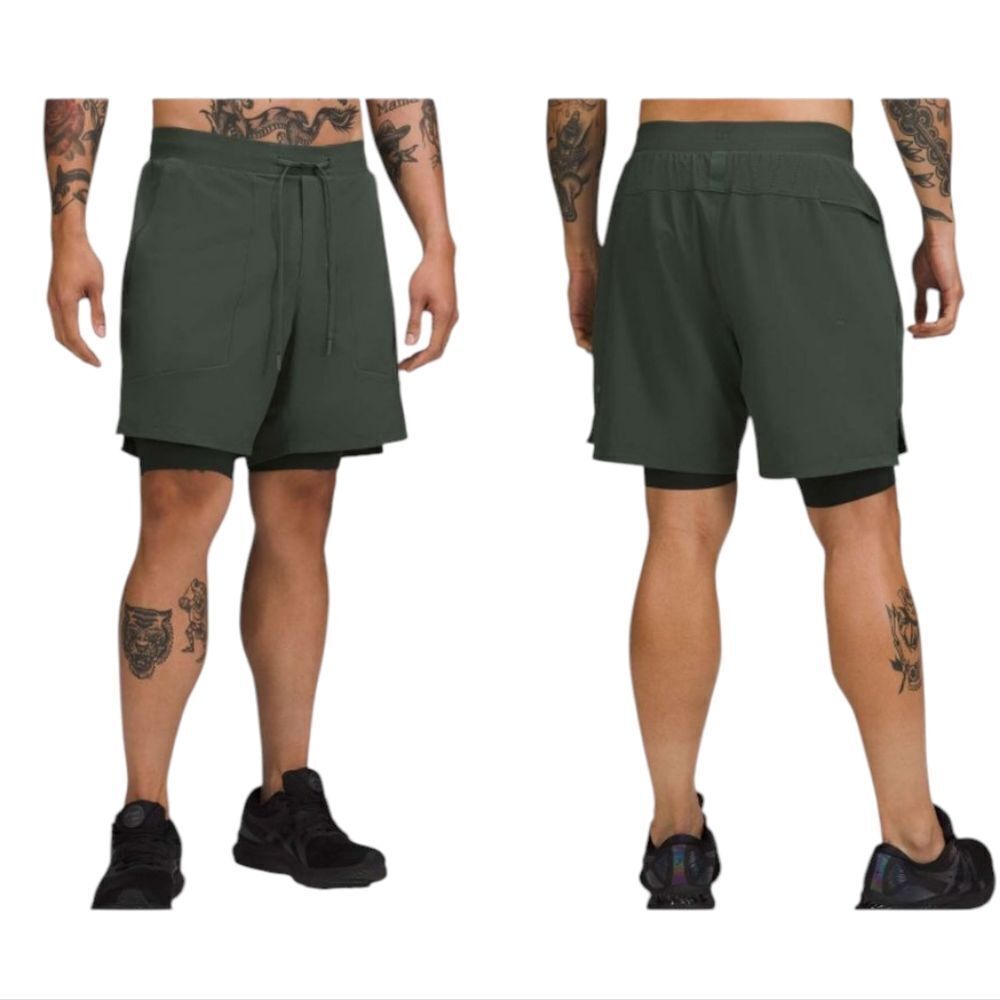 Lululemon License To Train Short Lined Smoked Spruce Green Size S